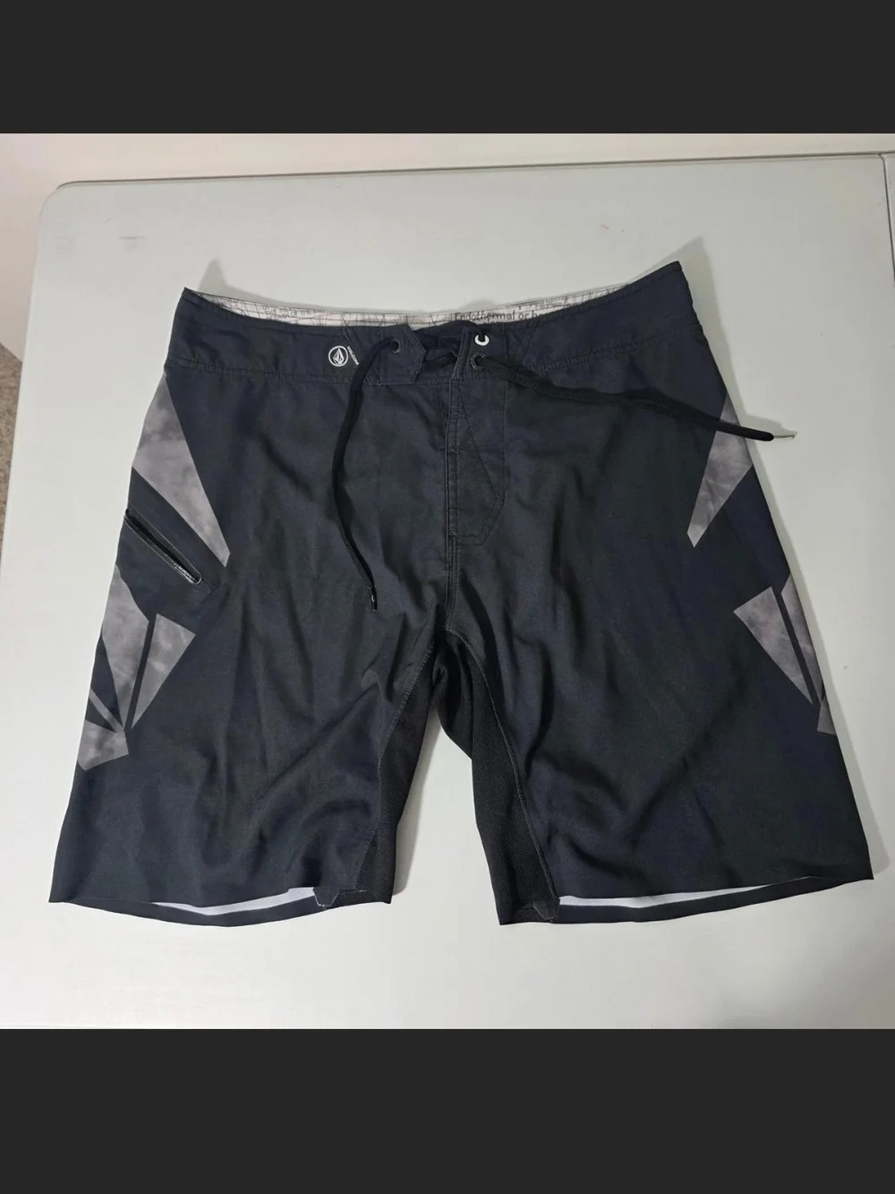 Volcom Black Swim Trunks with Gray Panel Accents
